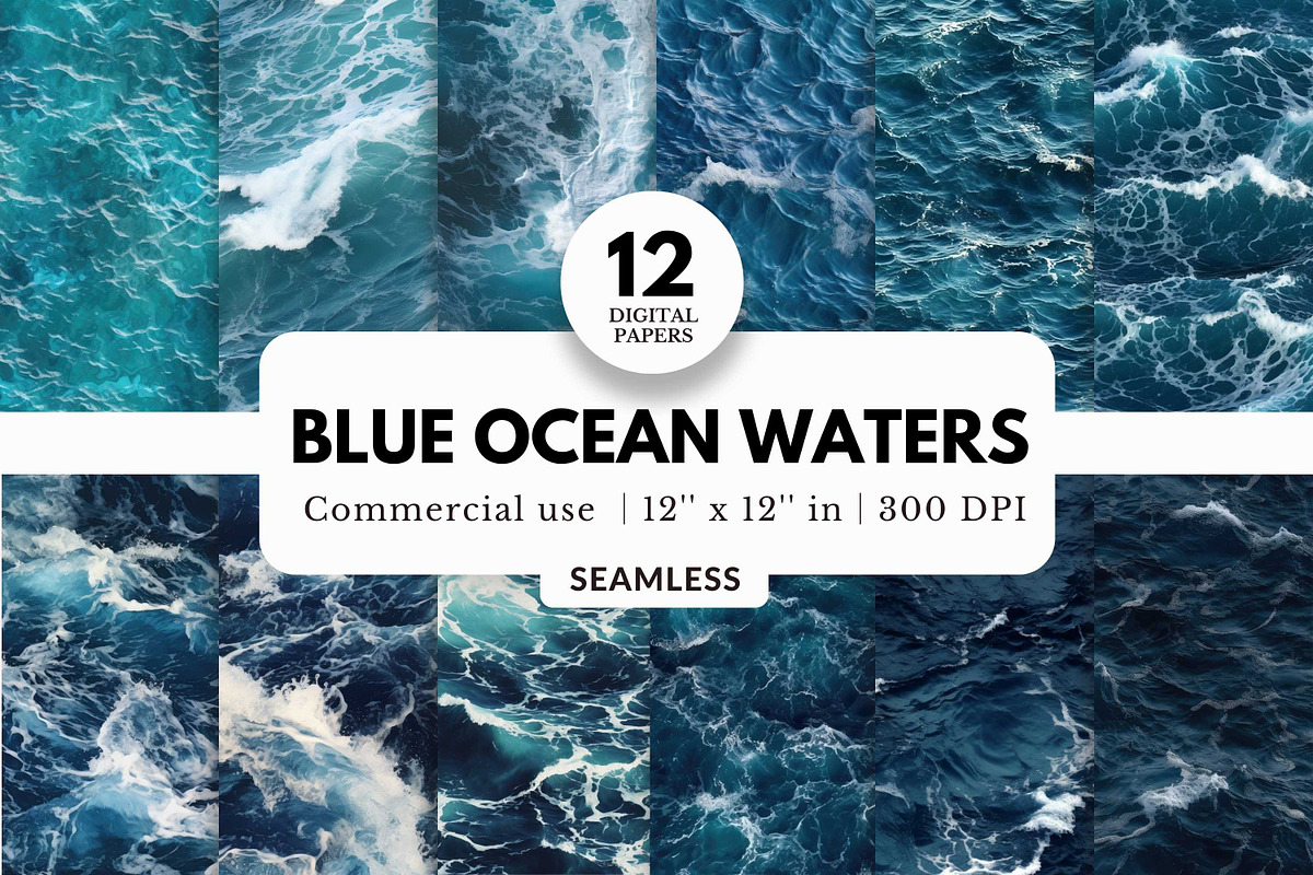12 Blue Ocean Water Digital Papers, a Texture Graphic by NorthWindPixels (Photo 1 of 4)