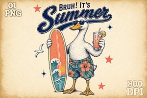 Bruh Its Summer Duck PNG, an Object Illustration by Sublimation Artist