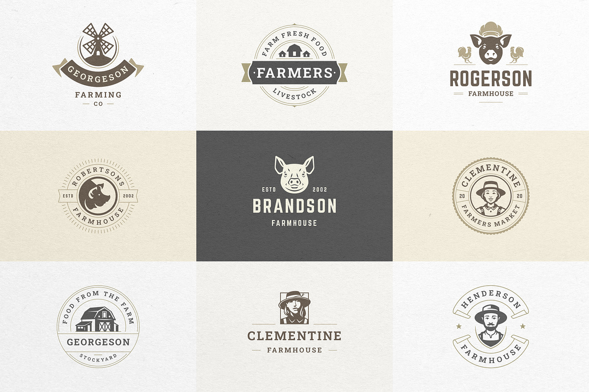 Farm Logos & Badges Vintage Style, a Branding & Logo Template by Vasya Kobelev (Photo 4 of 11)