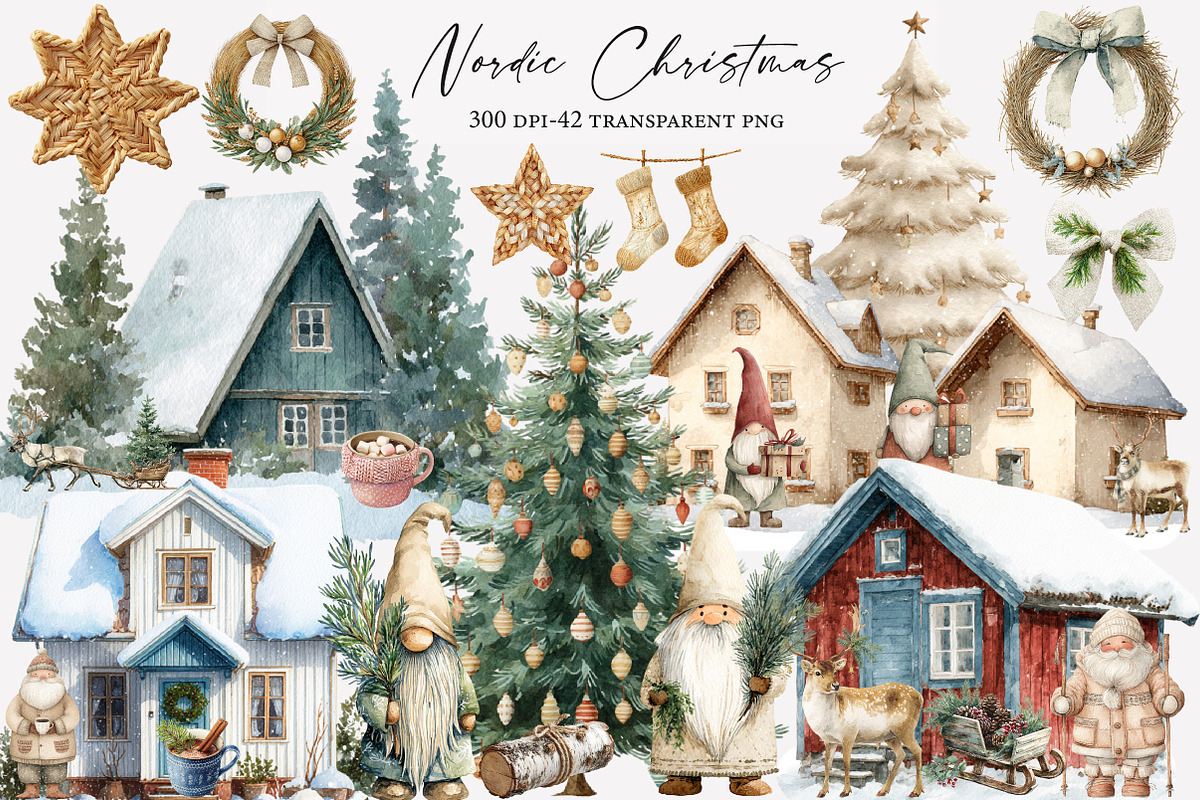 Nordic Christmas Clipart, an Illustration by Designworld (Photo 1 of 6)