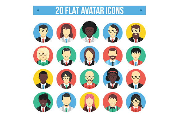 20 Flat Avatar Icons