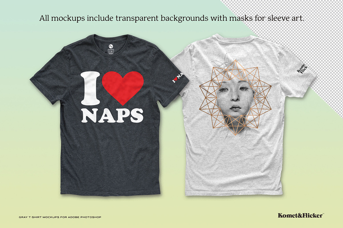 Gray T-Shirt Mockups, a Shirt Mockup by Komet & Flicker (Photo 5 of 9)