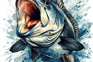 Powerful Fish Jaws Open Wide Water S, an Animal Photo by Pixeness Studio