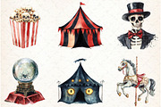 Watercolor Spooky Circus Clipart, an Illustration by Libby Wishes (Thumbnail 6 of 6)