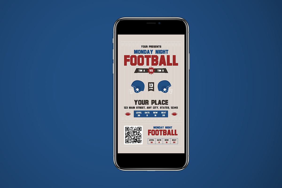 American Footbal Match Ticket, a Stationery Template by Neermana (Photo 3 of 4)