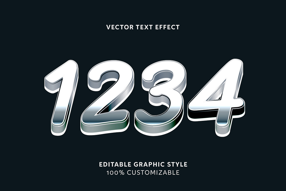 Chrome Silver Glossy 3D Text Effect preview 2