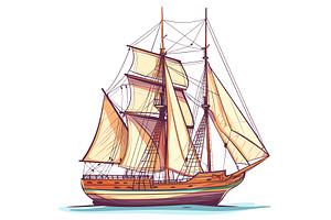 Sailboat illustration, detailed old, an Animal Illustration by Vectorstockersland