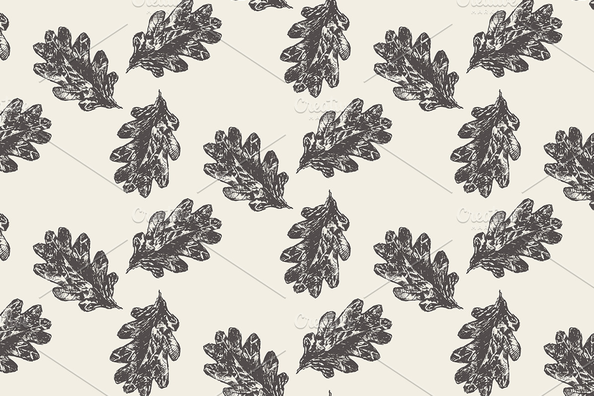 Oak leaves seamless pattern, a Pattern Graphic by TheMountBirdStudio