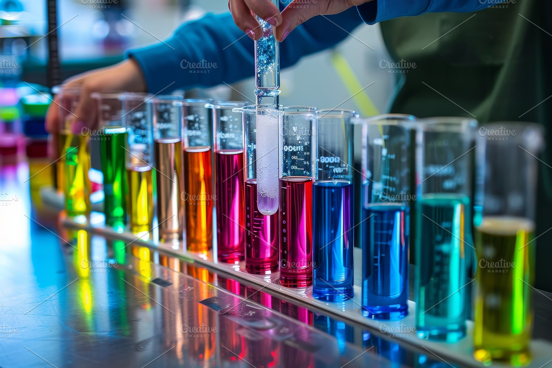 Series of test tubes containing vari, a Photo by Iftikhar Alam