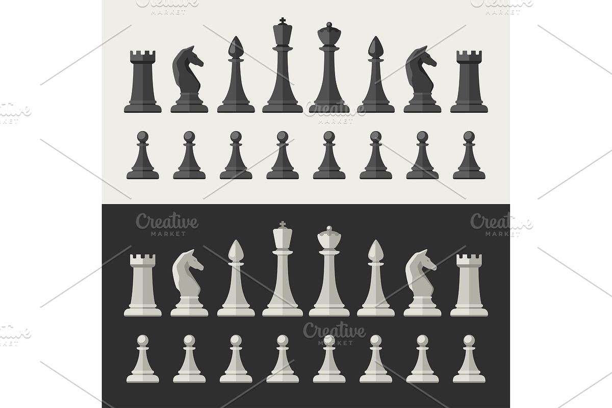Chess pieces flat icons., an Object Graphic by bolotoff