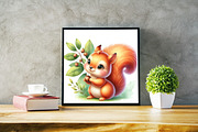 Watercolor Cute Squirrels Clipart, a Graphic by Designking (Thumbnail 3 of 4)