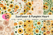 Sunflower & Pumpkin Heart Pattern, a Graphic by FloridPrintables (Thumbnail 1 of 6)