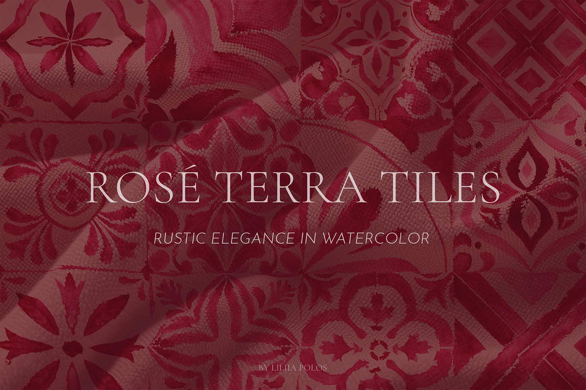 Rose Tiles Watercolor Collection, a Decorative Illustration by Liliia Polos Illustration (Photo 7 of 8)