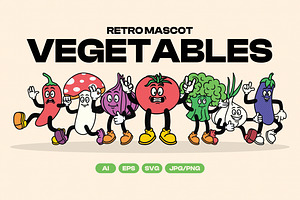 Vegetable Mascot Illustration, an Object Illustration by Decoconio Design
