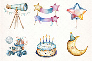 Cute Space Clipart, Space Birthday, an Illustration by Pixels.Craft (Thumbnail 3 of 7)