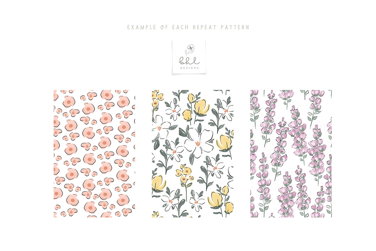 Watercolour Floral Seamless Patterns, a Pattern Graphic by bhldesigns (Photo 6 of 10)