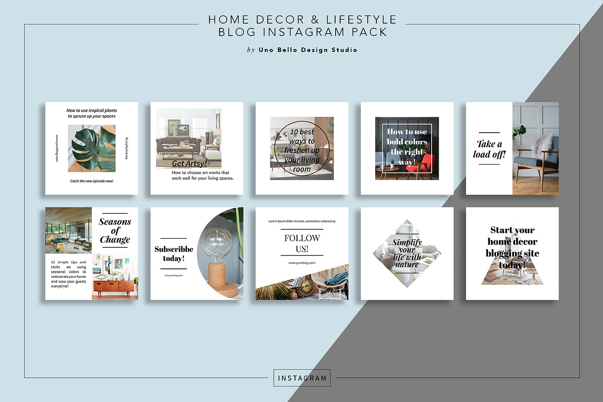 50 Mid-Century Modern Instagram Pack, a Social Media Template by Uno Bello Design Studio (Photo 2 of 5)