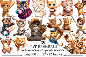 Cat Baseball Clipart, an Illustration by Designking