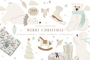 Merry Christmas Clipart Vector Set, an Animal Illustration by Pati Paints (Thumbnail 1 of 17)
