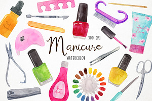 Watercolor Manicure Clipart, Nails, an Illustration by Paulaparaula