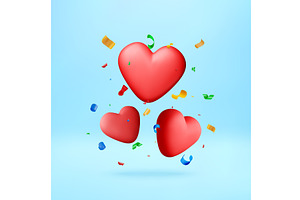 3D Red heart shape balloon floating, an Object Illustration by Abscent