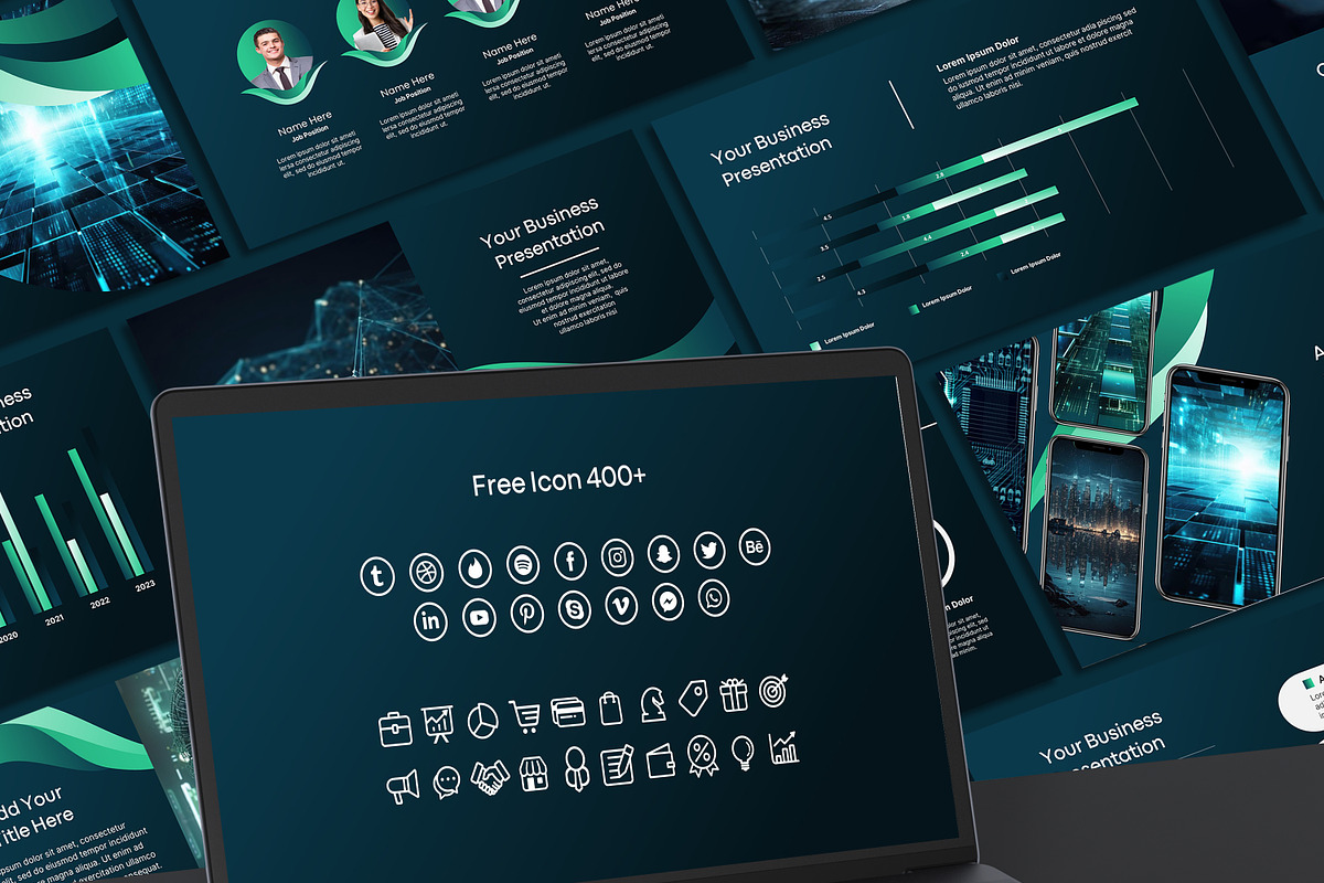 Futuristic Green Powerpoint Template, a Presentation Template by SKY CREATION (Photo 6 of 6)