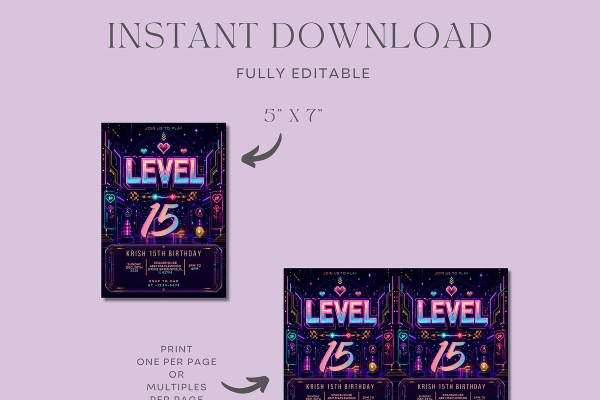 Gaming Birthday Invitation Template, an Invitation Template by InvitingStorys (Photo 9 of 11)