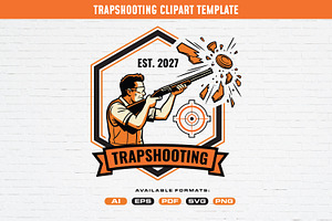 Trapshooting and Clay Pigeon Clipart, a Sport Illustration by Guavanaboy