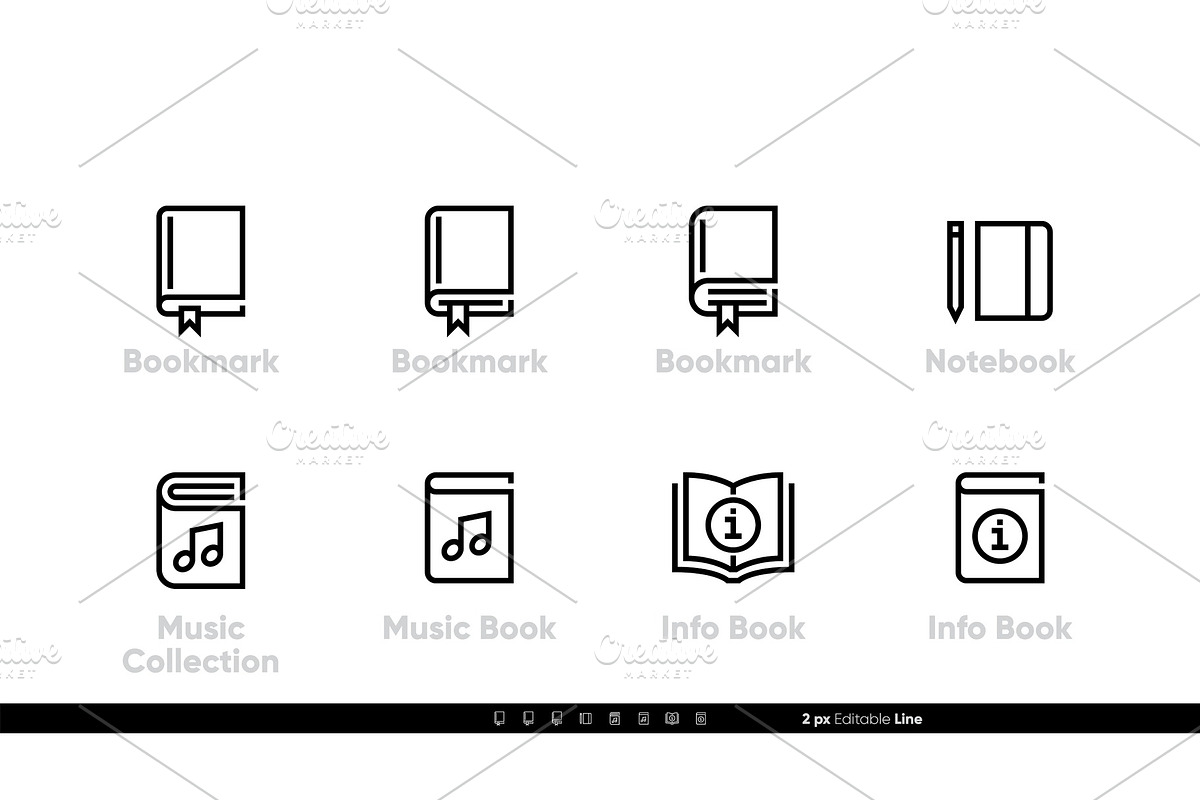 Bookmark, Notebook icons. Music Book, an Education Illustration by theungsys