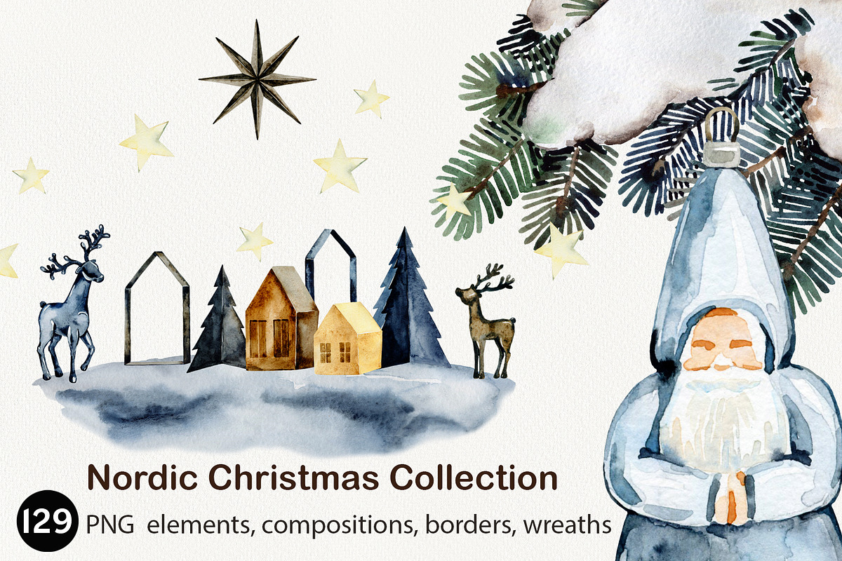 Nordic Christmas Clipart, a Seasonal Illustration by TanyaOak (Photo 1 of 8)