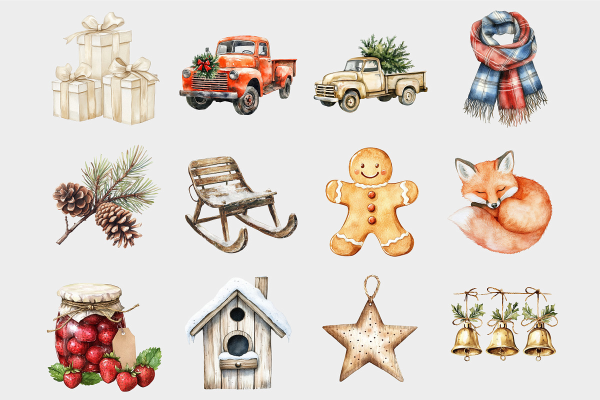 Watercolor Cozy Christmas Clipart, a Seasonal Illustration by Design Market (Photo 5 of 5)