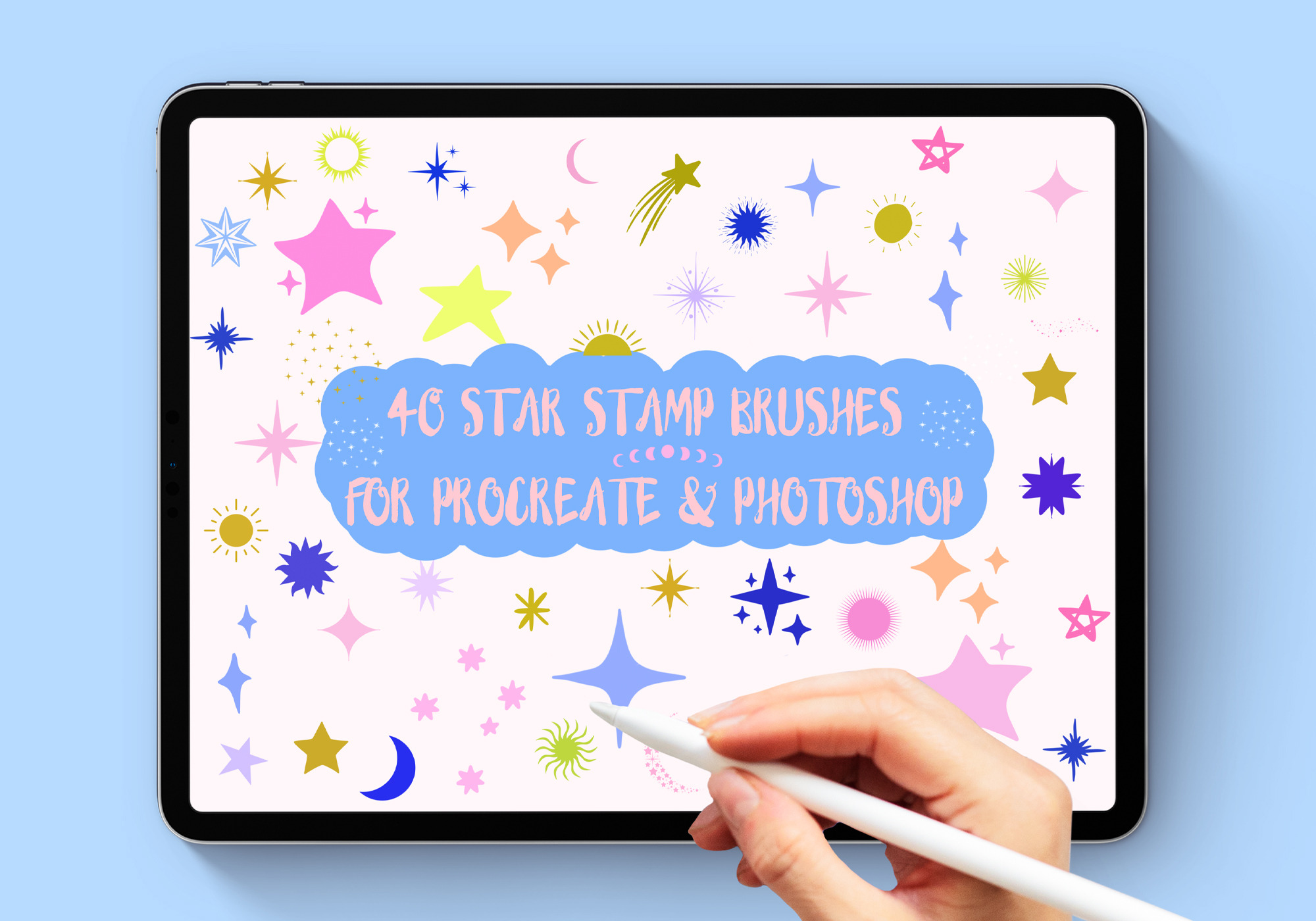 Procreate and Photoshop Star Stamps, a Brush Add-On by KJP Designs
