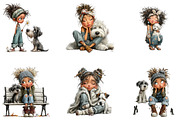 Whimsical Girl & Dog Love, a Seasonal Illustration by CreationArt (Thumbnail 3 of 5)