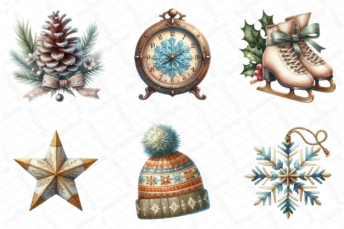 Winter Charm Watercolor Clipart, an Illustration by DreamPrint404 (Photo 4 of 5)