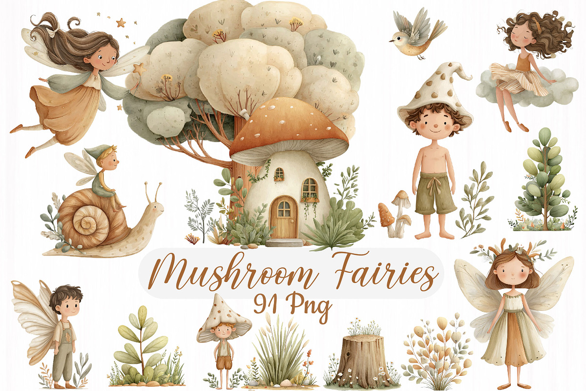 Mushroom Fairies. Kids collection, an Illustration by DreamCafeArt (Photo 1 of 9)