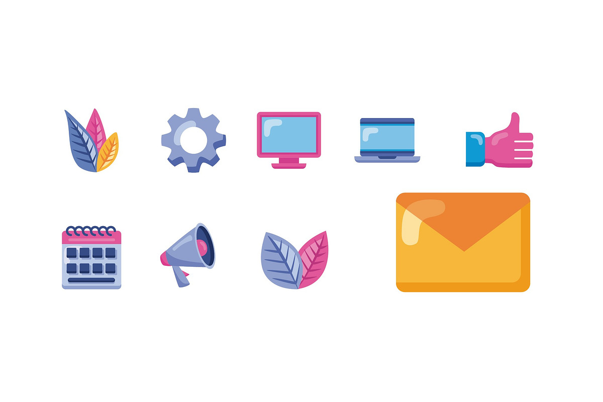 Social Media Illustrations Set, a Technology Illustration by studiogstock (Photo 3 of 3)