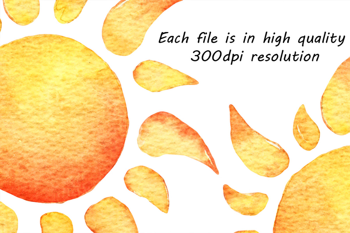 Watercolor Sun Clipart, an Illustration by PassionPNGcreation (Photo 3 of 4)