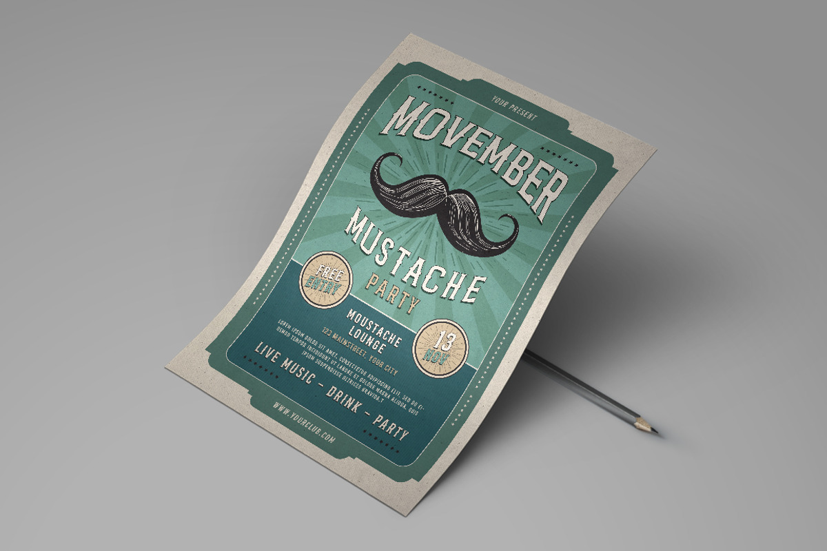 Movember Mustache Party Flyer, a Flyer Template by monogrph (Photo 3 of 4)