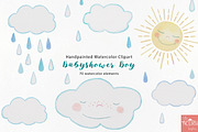 Watercolor Babyshower boy in blue, a Texture Illustration by LittleAcornGraphics (Thumbnail 5 of 11)