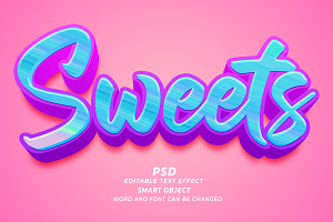 Sweets PSD 3d Editable Text Effect, a Brushes & More by TrueVector