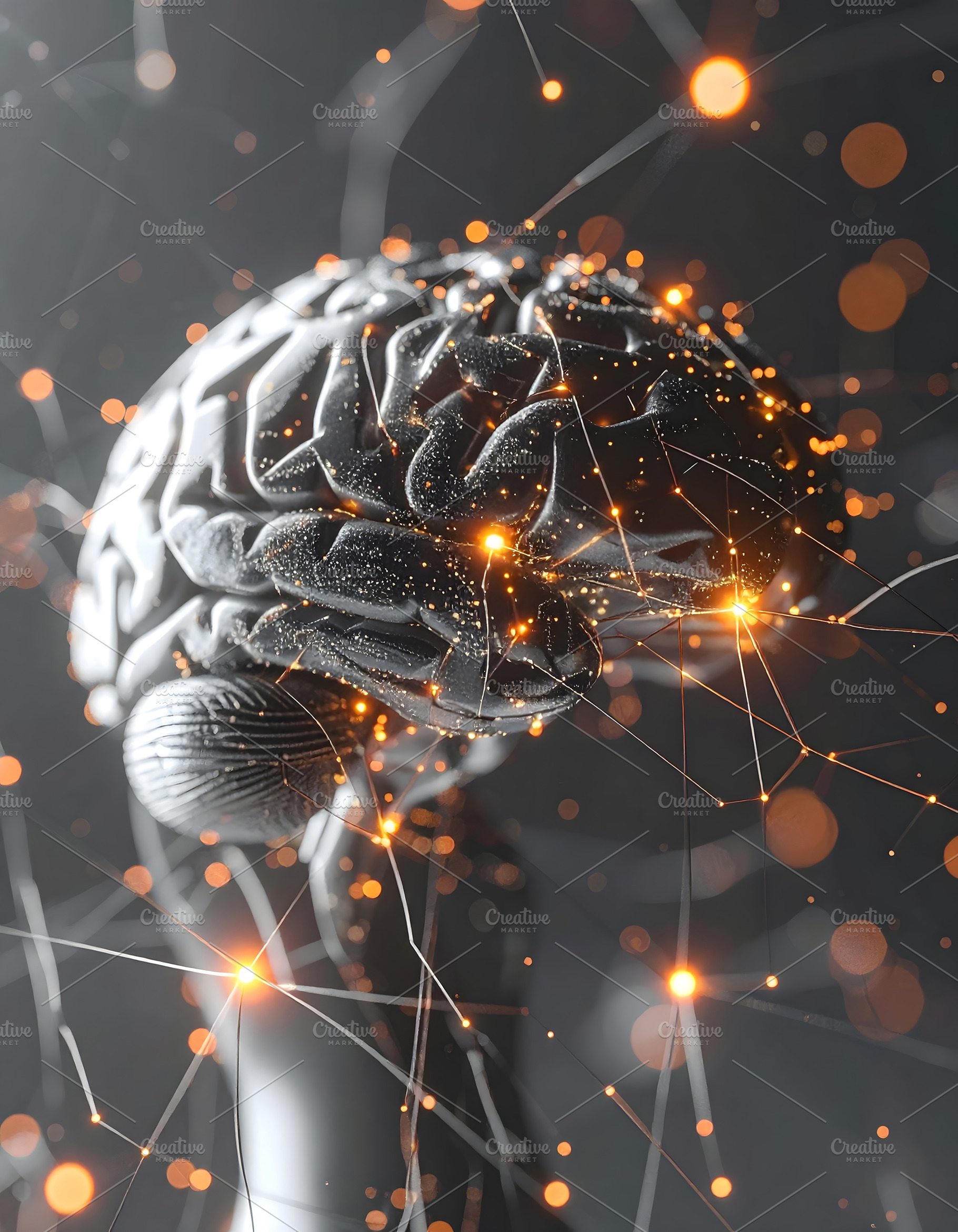 Artificial brain anatomy with bright neural pathways and glowing, a Nature Photo by GoodGoods