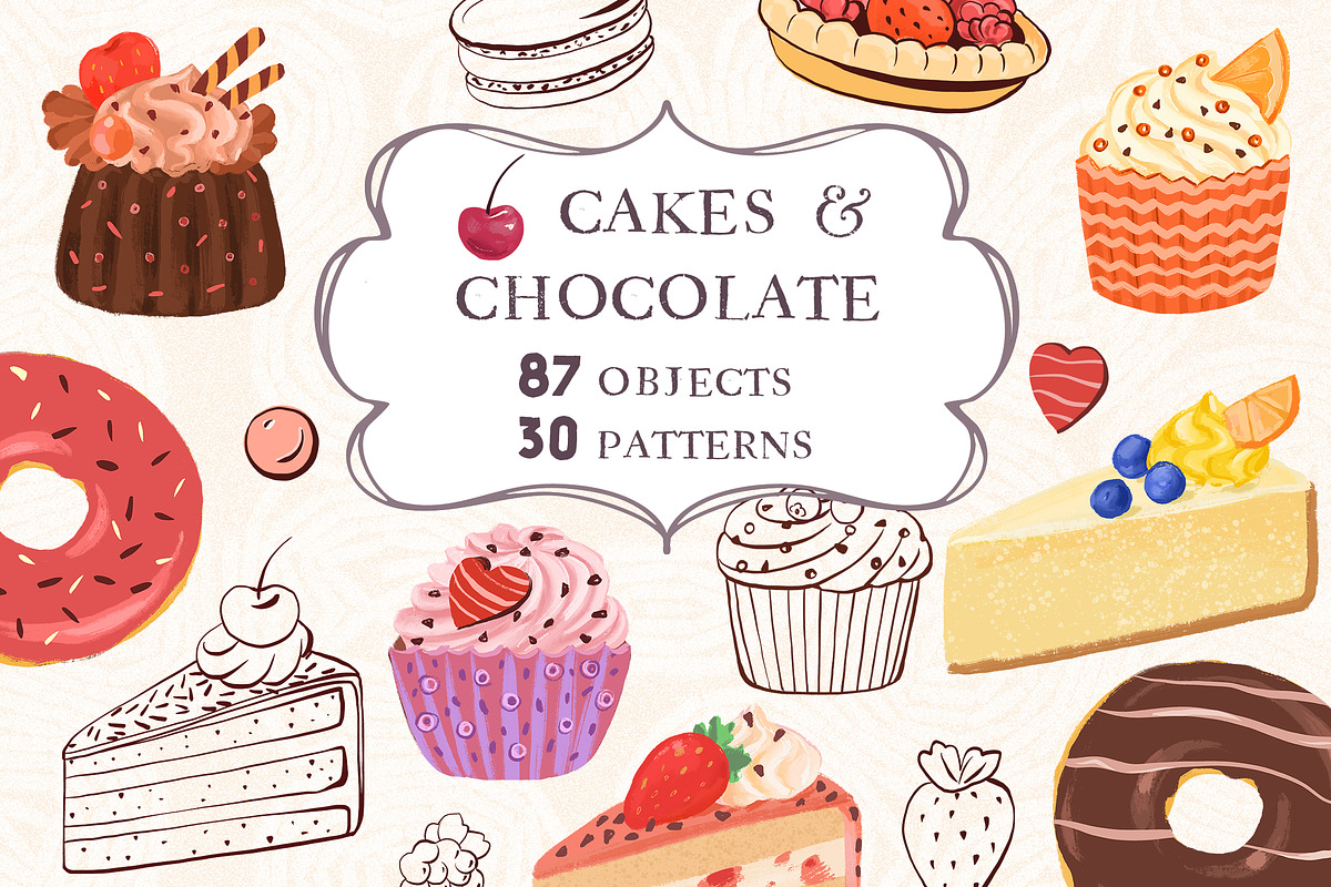 SALE! Cakes & Chocolate Collection, a Decorative Illustration by Irina Diasli (Photo 1 of 14)