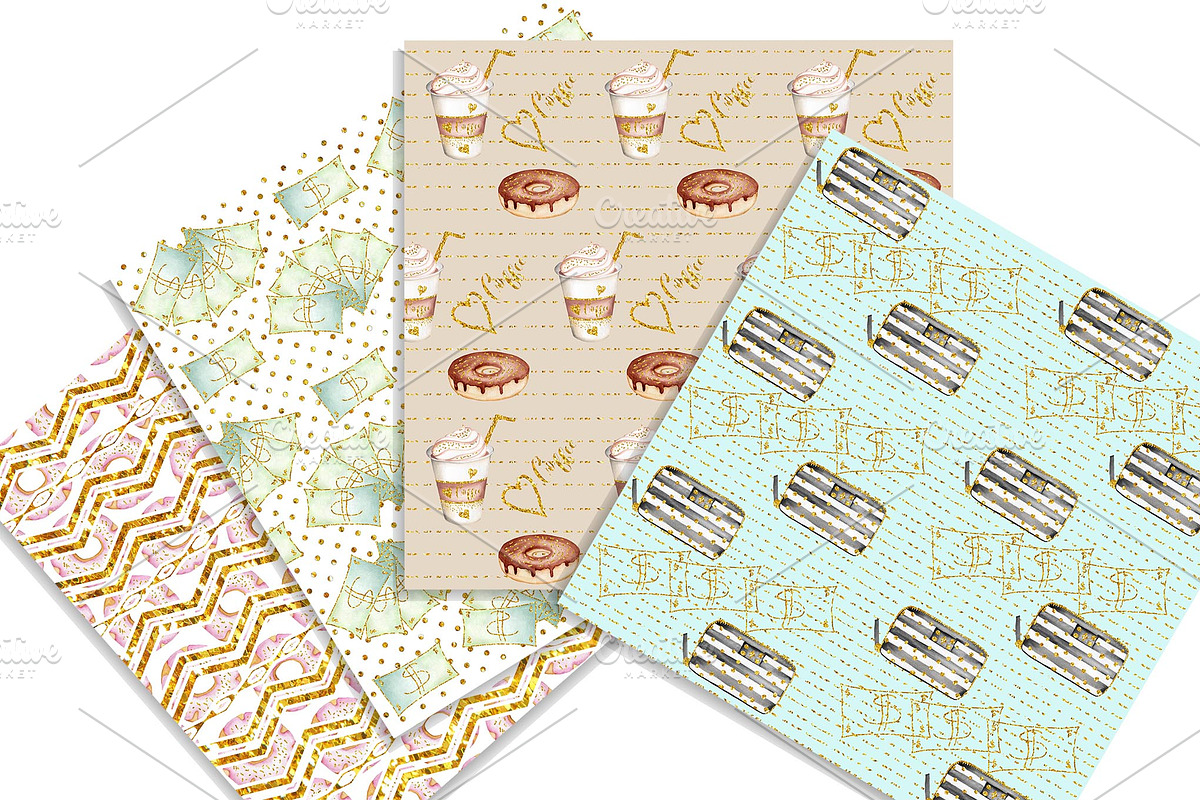 Watercolor with glitter papers, a Pattern Graphic by WoodLFoxy (Photo 2 of 4)