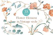 Flower elements in Vintage style, an Object Graphic by marukopum (Thumbnail 1 of 7)
