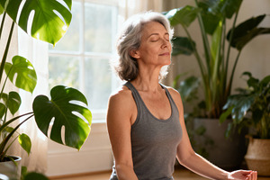 Serene Senior Woman Meditating, a Sports & Recreation Photo by Virgo Studio