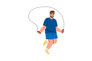 Smiling man jumping rope, doing, a Sport Illustration by pikepicture