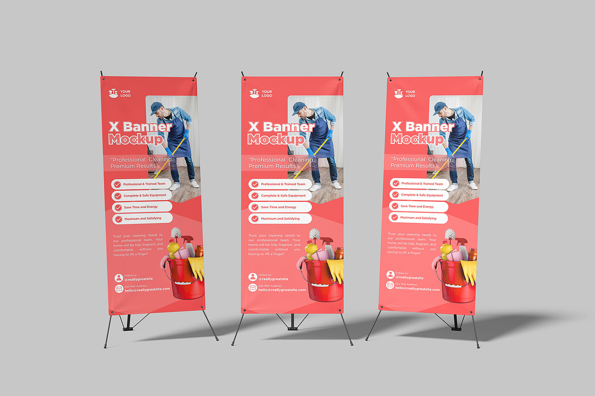 X Stand Banner Mockup, an Advertising Mockup by graphictime (Photo 10 of 12)