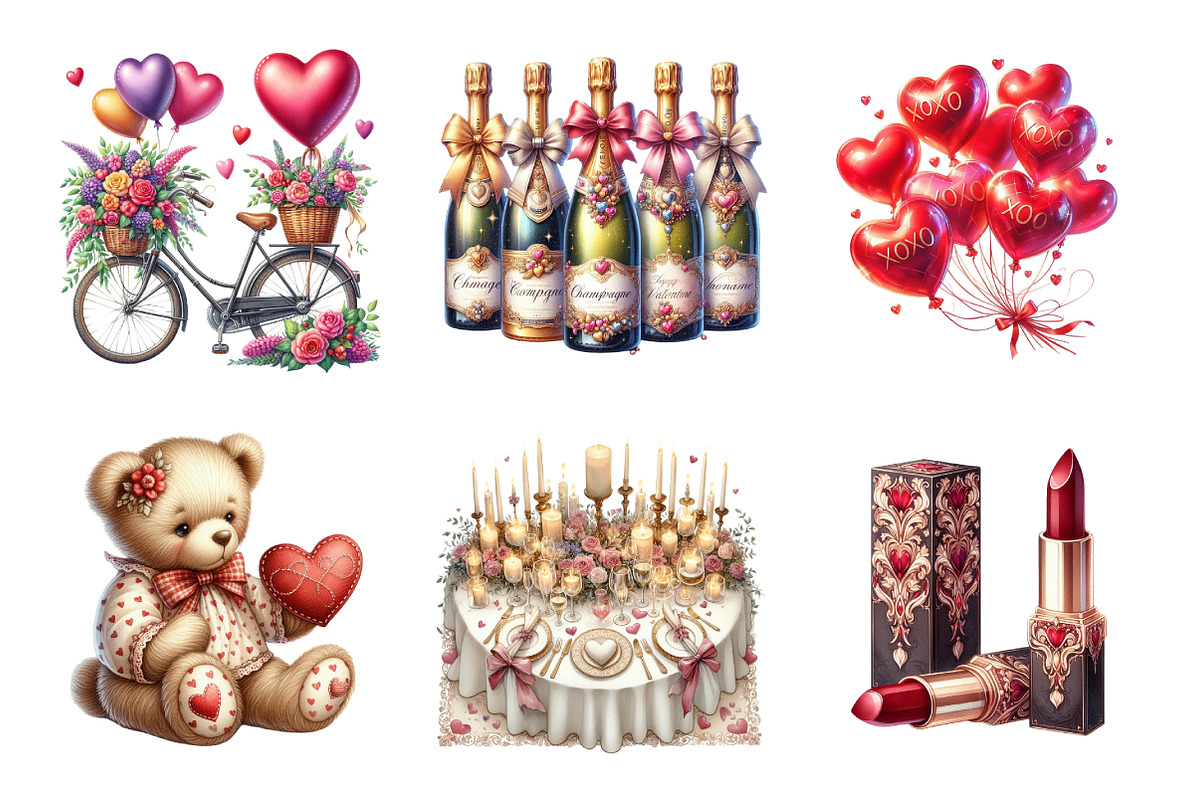 Watercolor Sweet Valentine Clipart, an Illustration by SinaCreation (Photo 4 of 11)