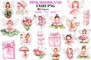Watercolor Pink Woodland Fairy Clipa, an Illustration by Watercolor design (Thumbnail 1 of 12)