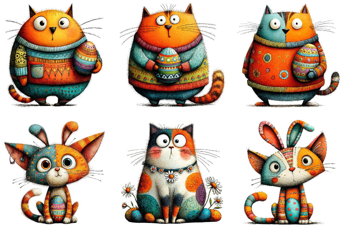 Whimsical Spring Cat Clipart Bundle, an Illustration by Sublimation Artist (Photo 6 of 7)